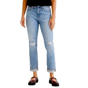 Madewell High-Rise Slim Boyfriend Jeans Light Wash Distressed Size 27